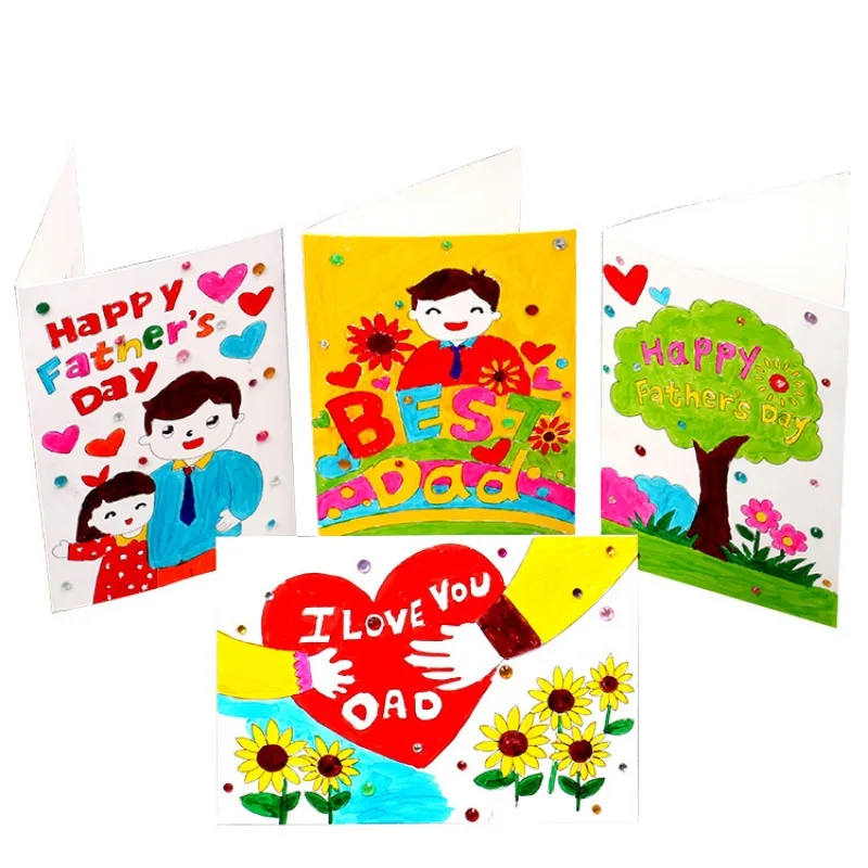 Father's Day 3D Handmade Greeting Card Children's Kindergarten DIY Colored Painting Festival Blessing and Thank You Card