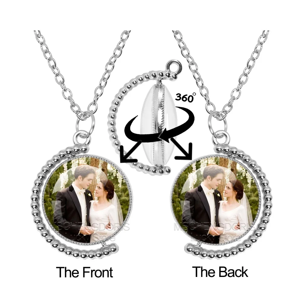 Classic Movie Twilight Bella Edward Double Sided Glass Cabochon Pendant The Moon Necklace Accessories Collect Gift Charm Jewelry