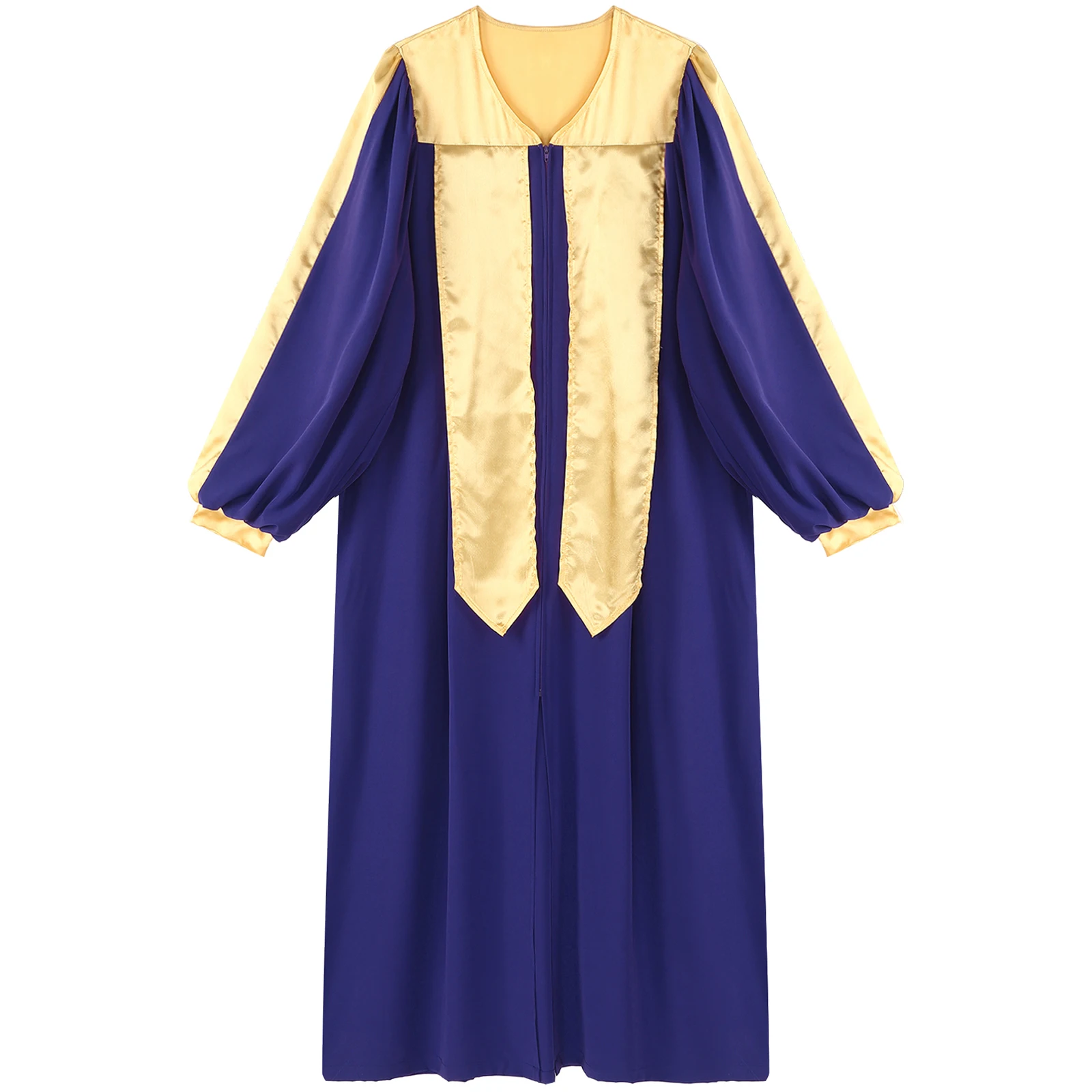 Women Men Church Choir Robe Long Sleeve Zipper Gown Liturgical Worship Prayer Praise Dress Halloween Theme Party Cosplay Costume