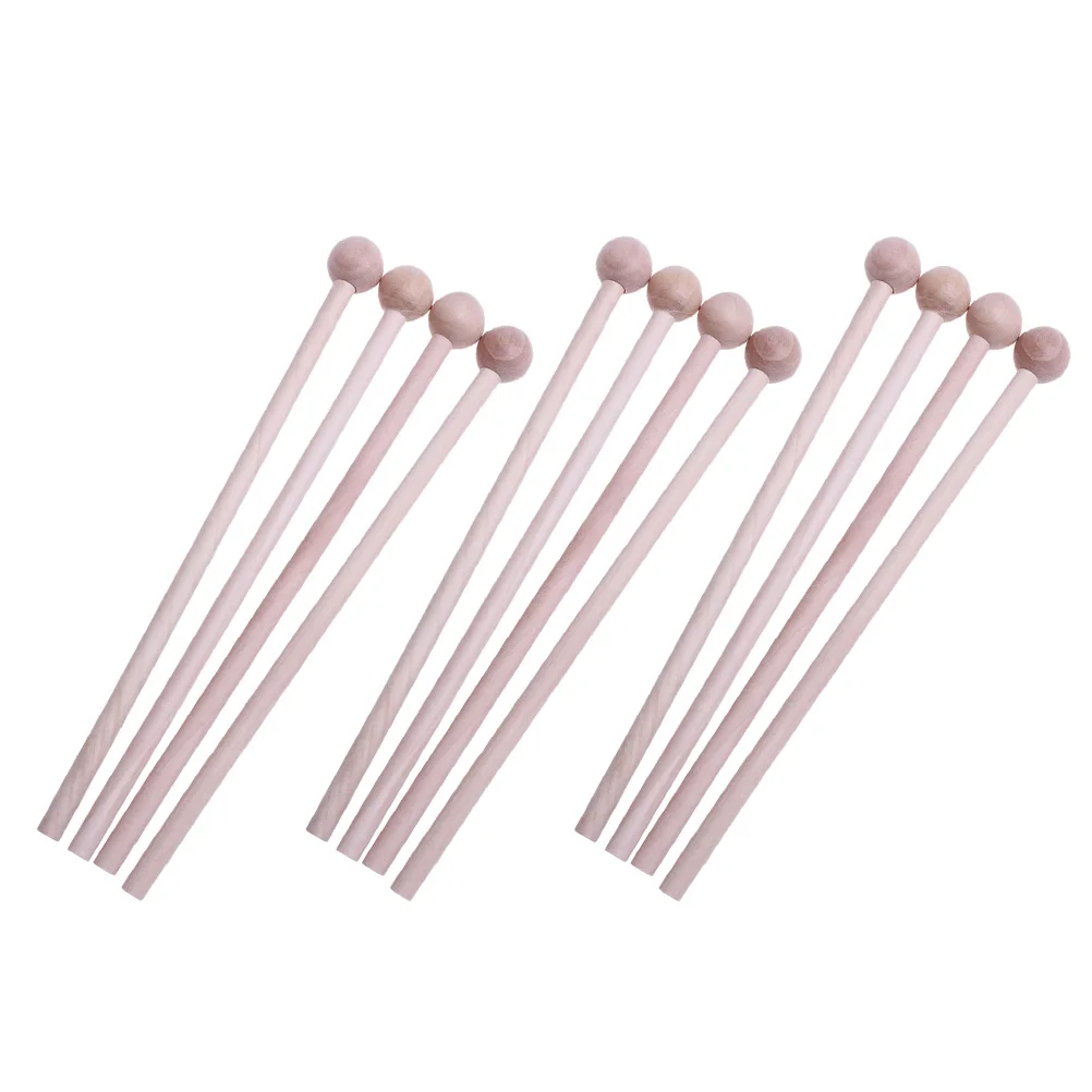 

12 Pcs Wood Mallets Premium Handle Ball Head Xylophone Cow Bell Glockenspiel Resonator Kids Adults Beginners Students Musicians