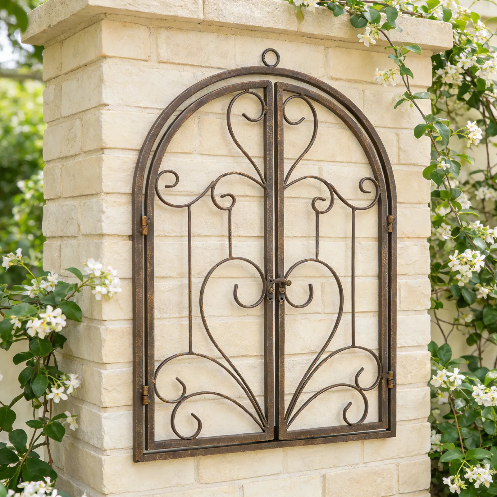 Rustic Vintage Fake Window Frame Wall Decor 13.8x18.3 Farmhouse Wall Sculpture Outdoor Garden Patio Front Door Hanging