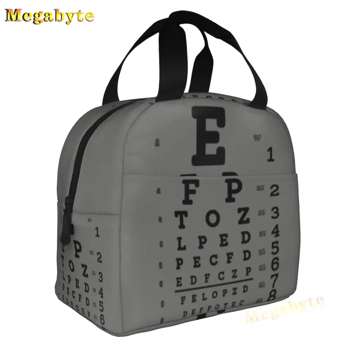 Black Snellen Chart Thermal Insulated Lunch Bags Women Vision Test Optical Optics Eye Test Medicine Glasses Lunch Tote Food Box