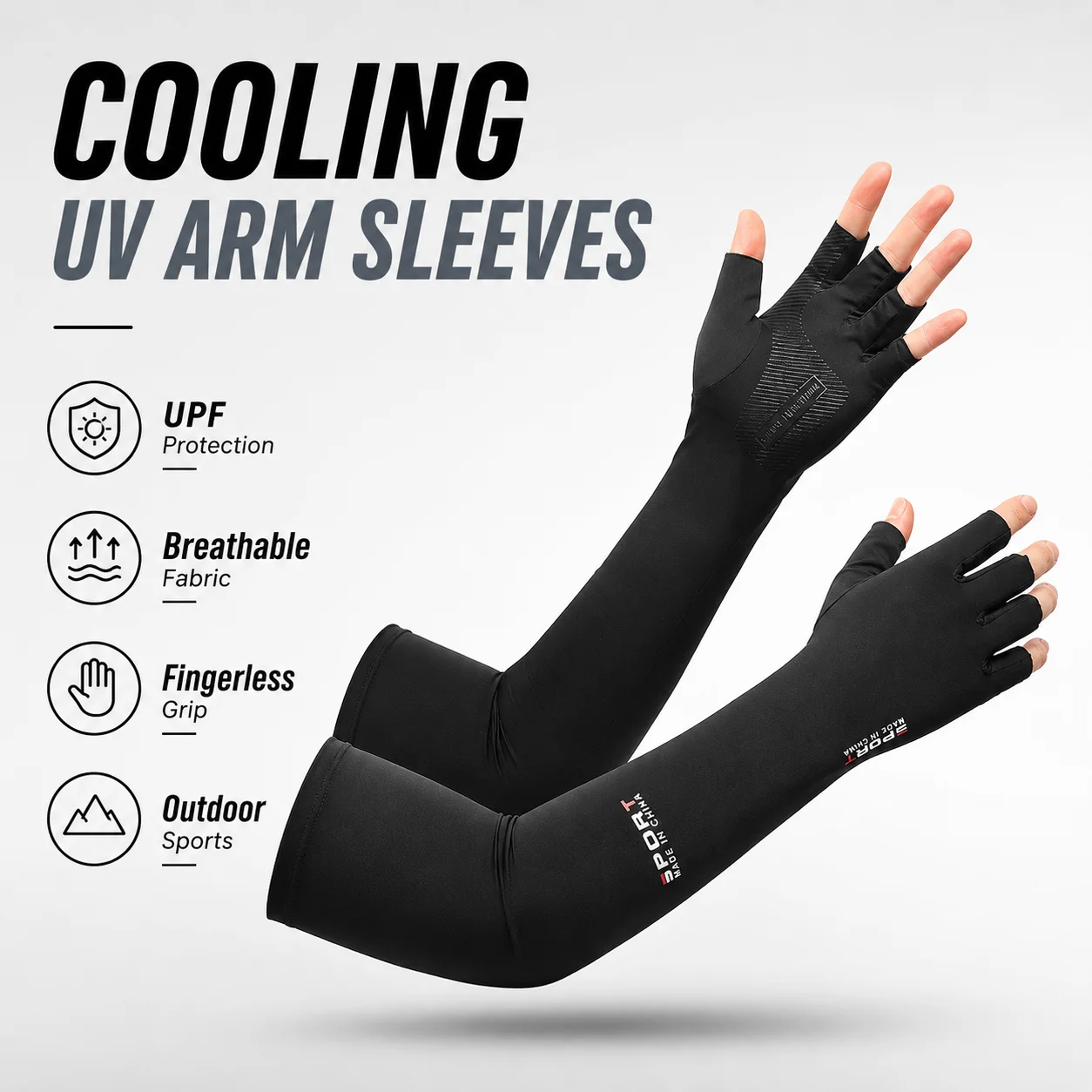 

UV Protection Arm Sleeves with Fingerless Gloves, Cooling Sun Protection Sleeves for Cycling, Fishing, Driving, Outdoor Sports