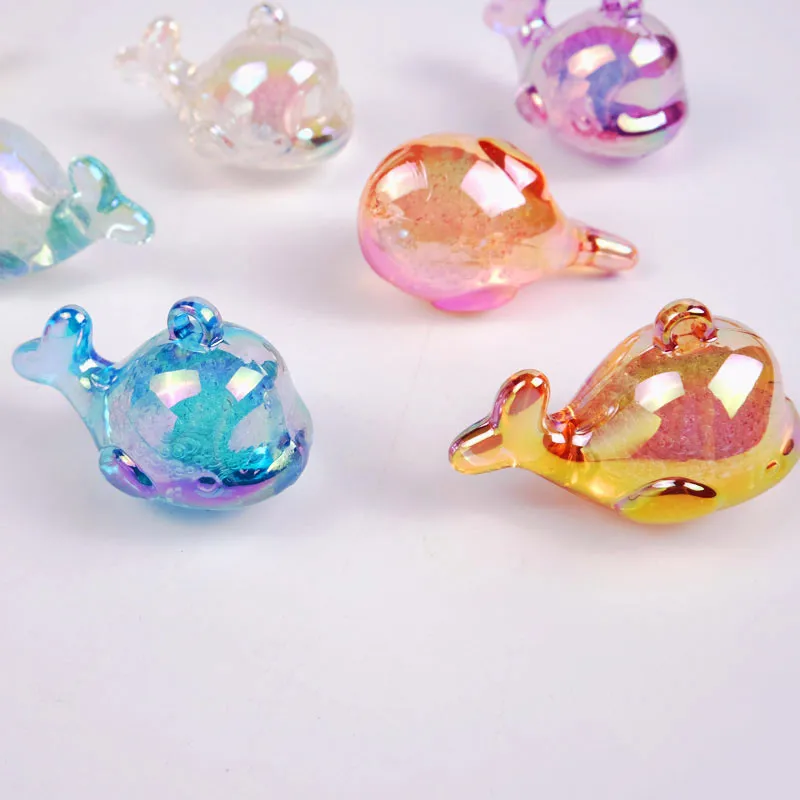 

DIY Jewelry Findings 3D AB Colors Animal Whale Shape Plastic Acrylic Bubble Style Necklace Pendants 40pcs 30*45mm Earring Charms