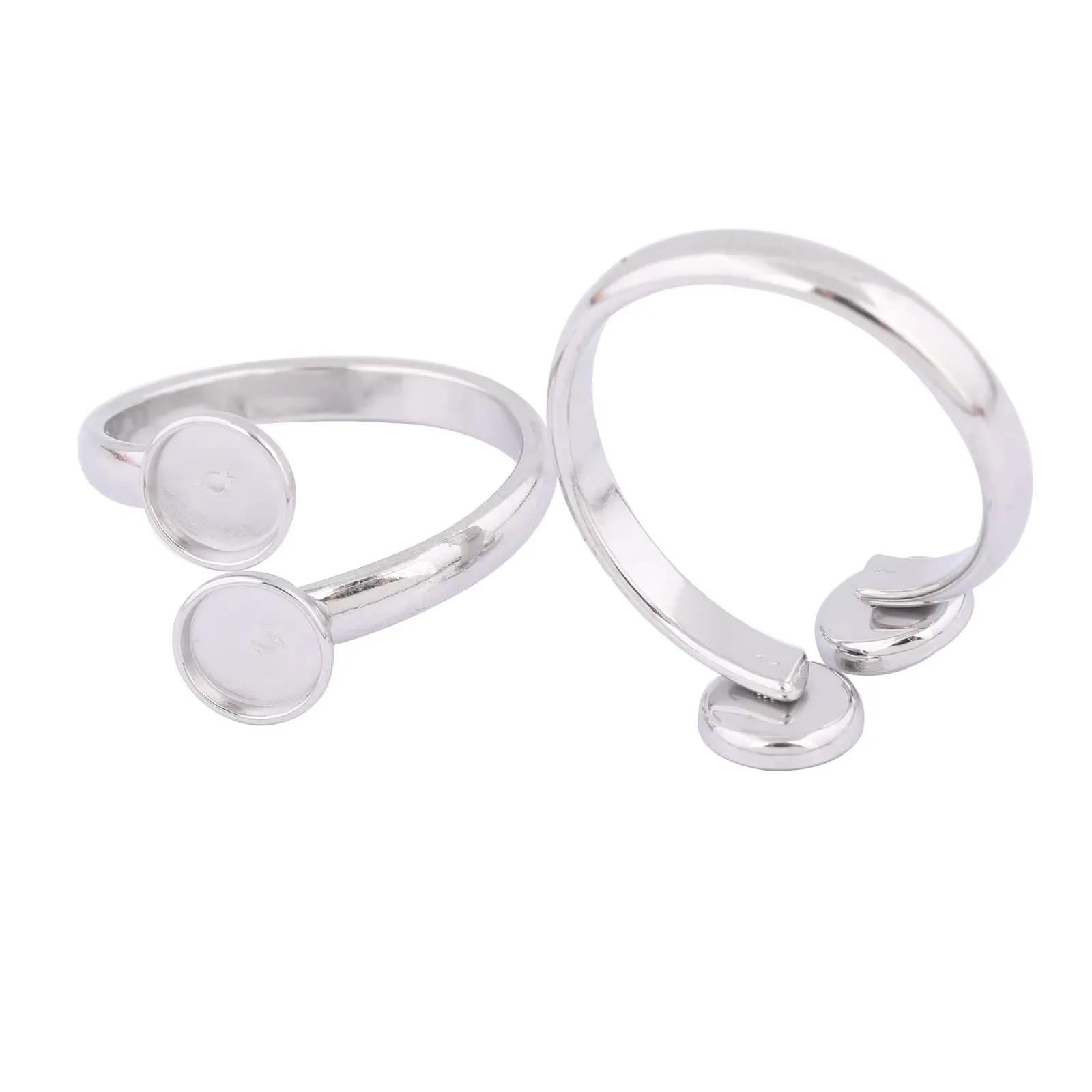 10 Stück Edelstahl verstellbare Doppellünette Ringbasis vergoldet passend für 6 mm Cabochon Ringfassung Rohlinge Diy Schmuckzubehör
