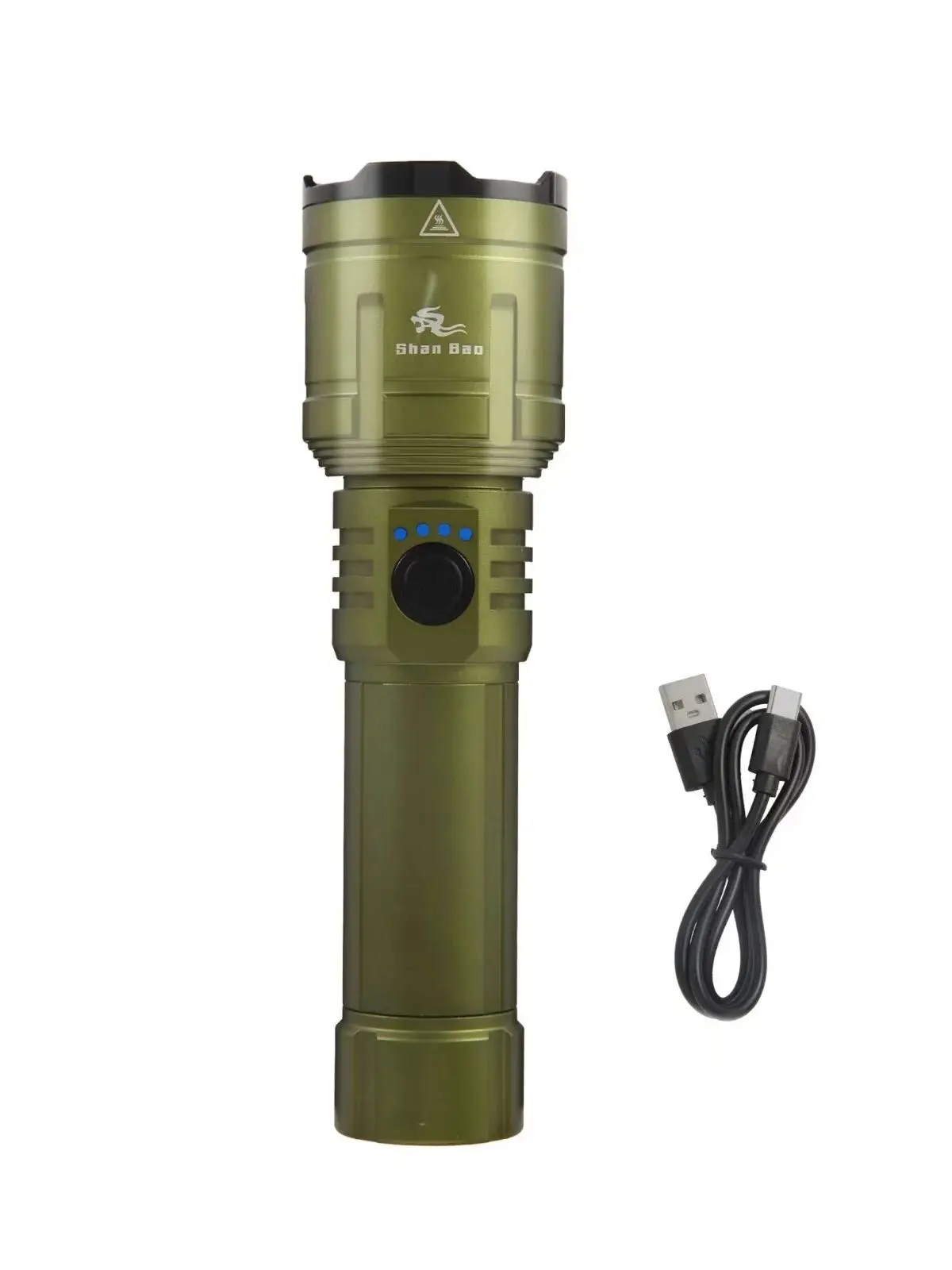 Shan Bao Green Outdoor Ultra-bright Long-lasting Multi-mode Zoomable Flashlight Containing a 3000mAh rechargeable battery