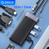 ORICO 10-in-1 Docking Station Type-C to 4K HDMI SD&TF VGA RJ45 3.5mm Audio For Macbook Pro Laptop Pc Accessories USB HUB 
