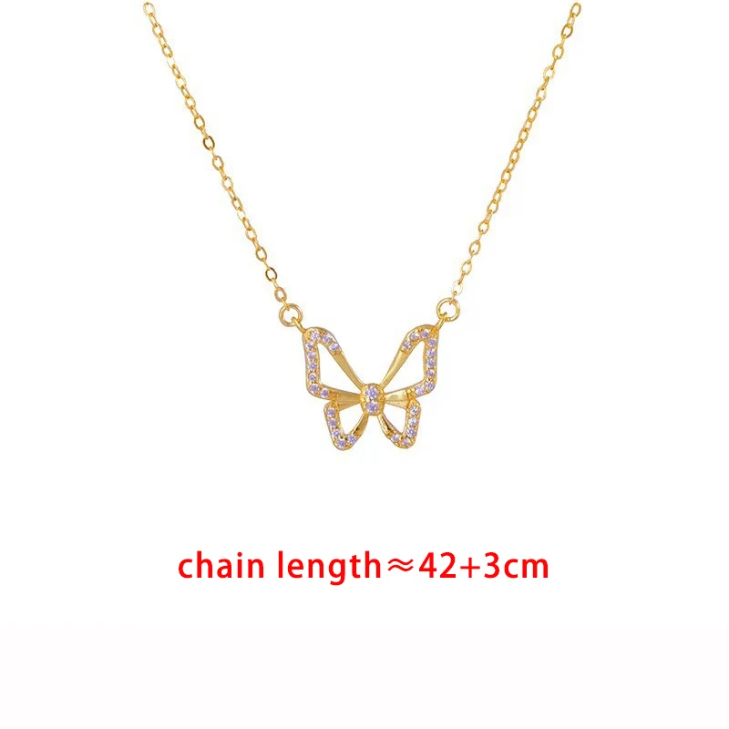 Real 925 Sterling Silver Zircon Hollow Butterfly Pendant Necklace For Charm Women Cute Fine Jewelry Light Luxury Accessories