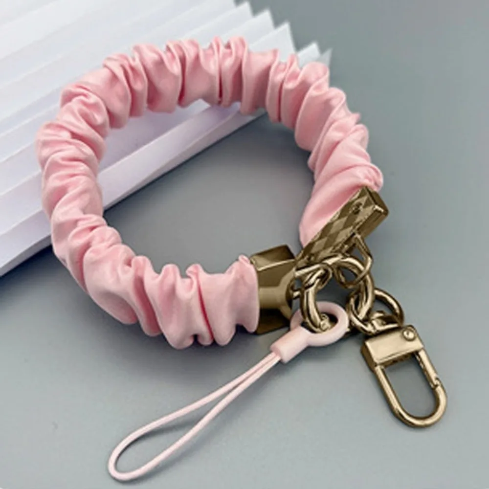 Pleated Design Mobile Phone Strap Metal Card Pendant Cell Phone Chain Anti Loss Short Mobile Phone Lanyard