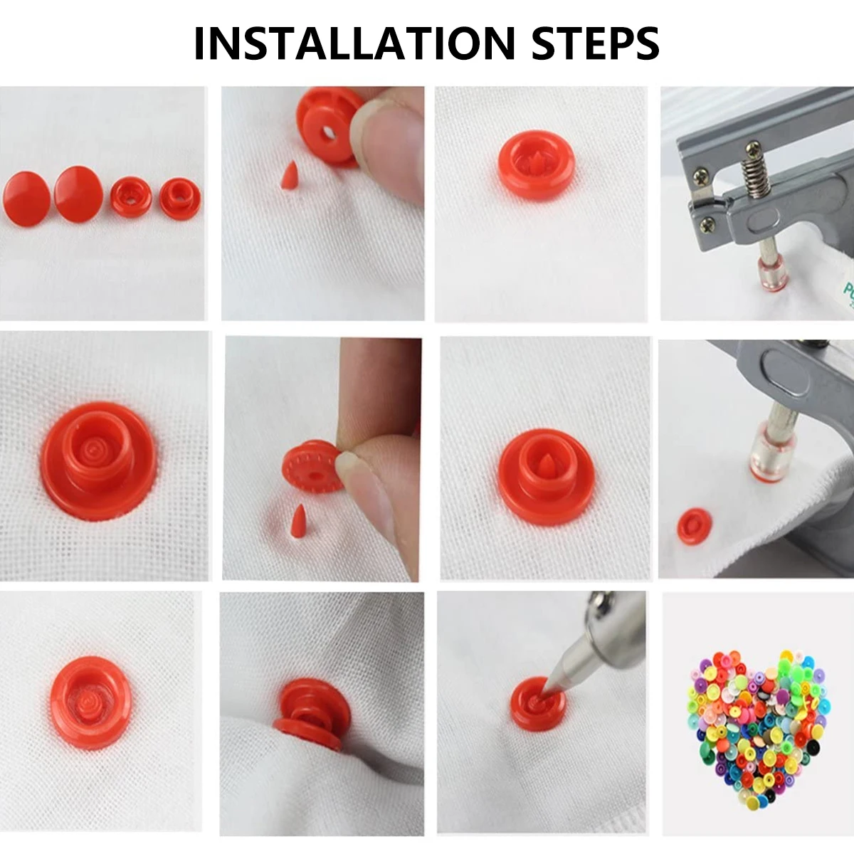 Snap Button Kit Plastic Snap Set T5 Clothing Snap Fastener Tool Multicolor Professional Resin Press Stud Cloth Tool Kit Round