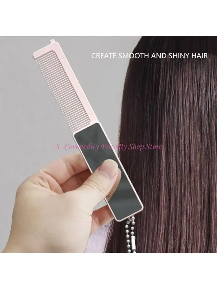 

85AE Compact Foldable Hairbrush Comb With Built In Mirror For Travel Easy Styling