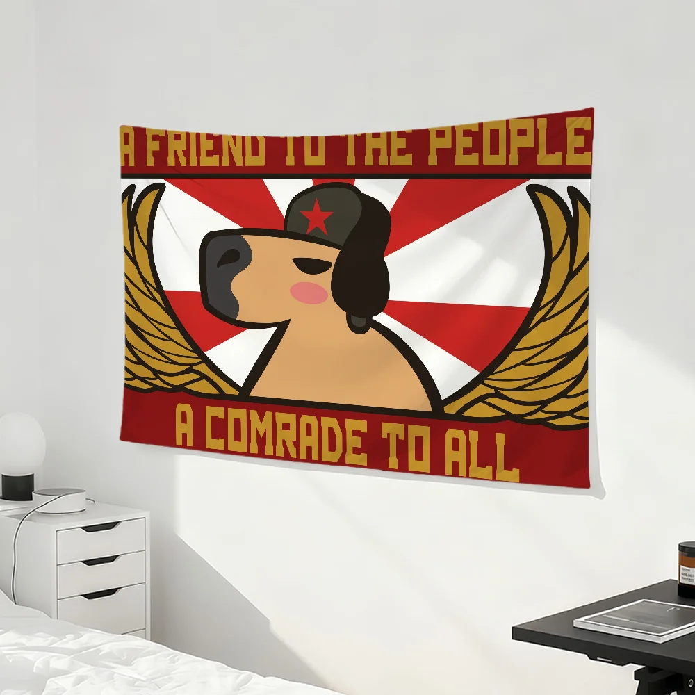cartoon Capybara cat dog fun cute art flag For Room Dorm Camping Party hogar Garage Living room bedside wall Decor Banner gift