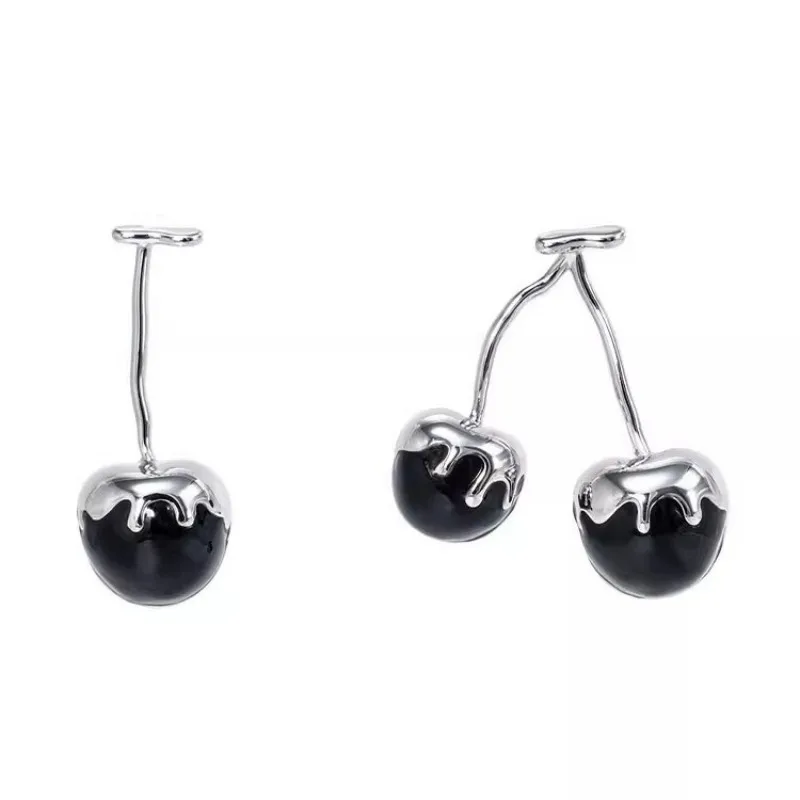 Gothic Style Silver Color Lava Like Black Cherry Earrings UNISEX Punk Hip Hop Party Rock Dance Floor DJ Jewelry Earrings