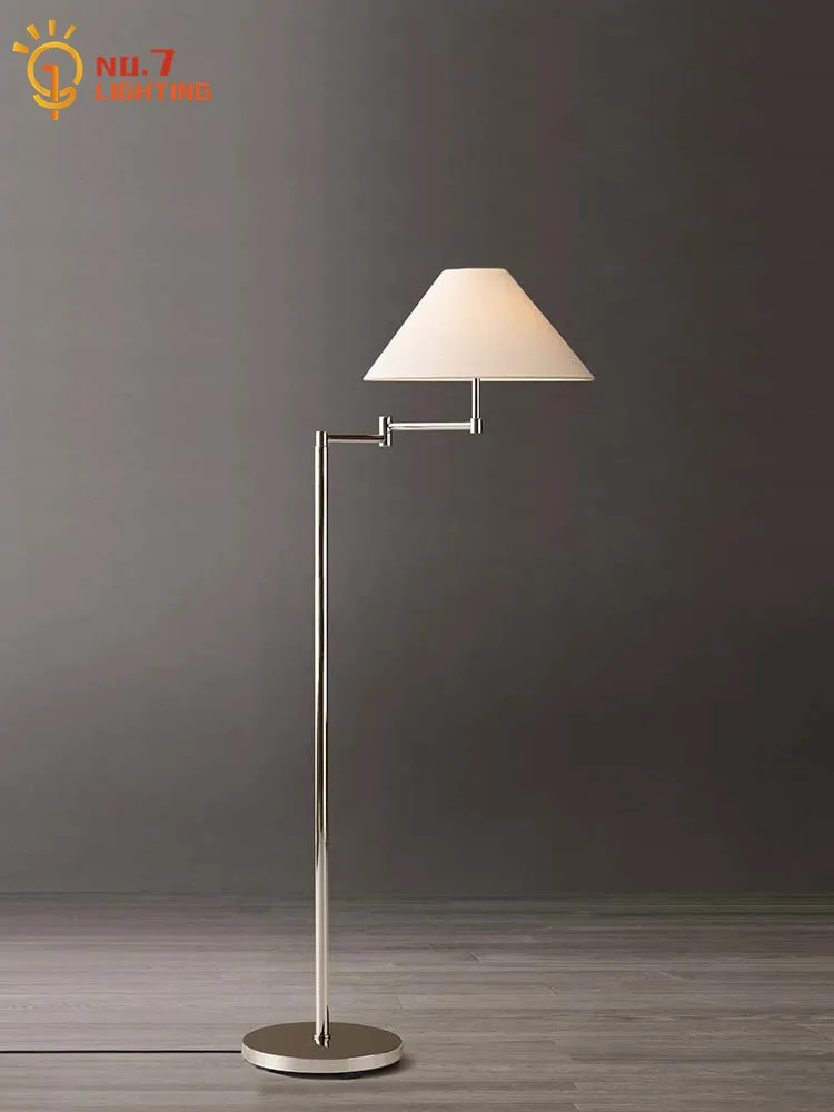 Korean Minimalist Rocker Arm Cream Wind Floor Lamp LED E27 Adjustable Modern Light Fixtures Living Room Bedroom Reading Store