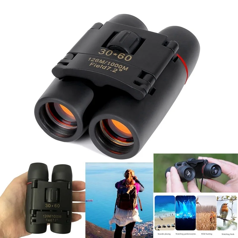 Outdoor Telescope 30×60 High Power HD Low Light Level Night Vision Binoculars Portable Travel Binocular Telescope 126m/1000m