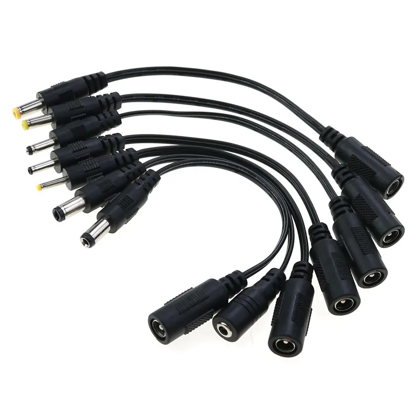 DC 5.5*2.1mm To 2.5*0.7 3.0*1.1 3.5*1.35 4.0*1.7 4.8*1.7 5.5*2.5 Connector Male To Female DC Power Adapter Cable Extension Cord