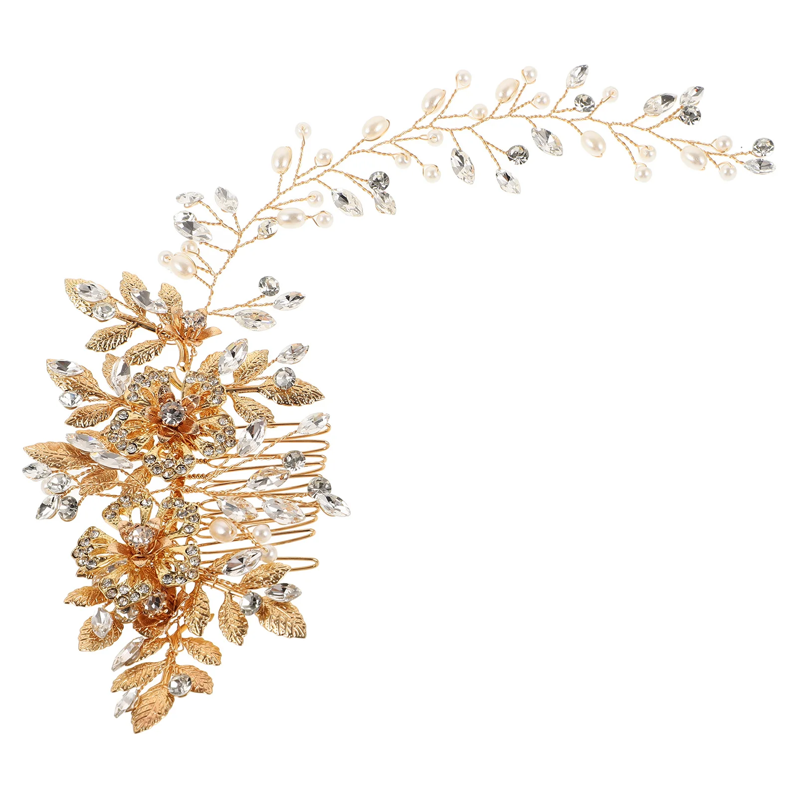 

1Pcs Pearl Hair Comb Elegant Handmade Alloy Rhinestone Wedding Hair Accessories Bridal Headdress Bride Hairpin Prom Party