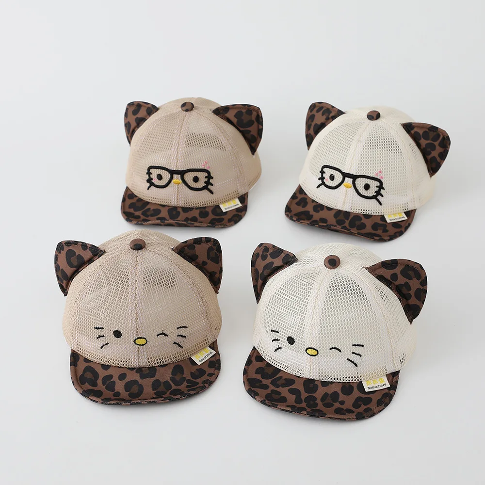 

Летняя тонкая сетчатая бейсболка 2026 для детей: милая детская кепка с ушками кошки и мультяшным дизайном для мальчиков и девочек