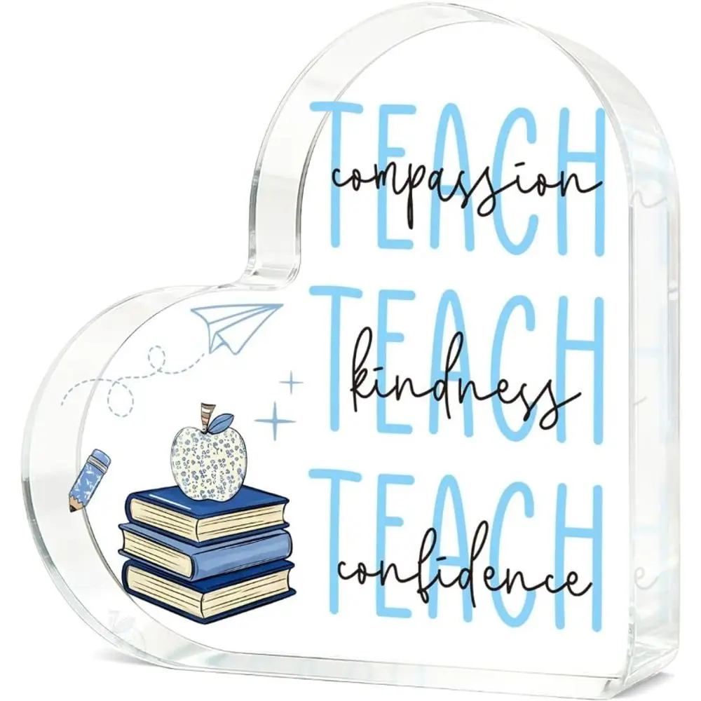 Acrylic Heart Teacher Gift, Desktop Decor for Teacher Appreciation Christmas Retirement Graduation