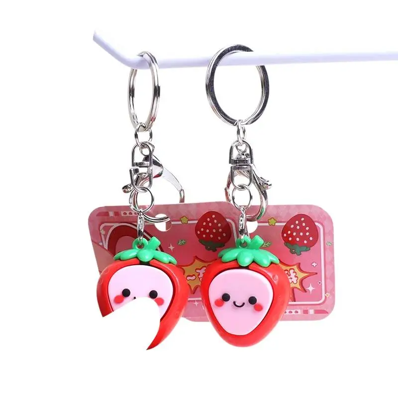 1 Stück Niedlicher 3D-Erdbeer-Schlüsselanhänger Kawaii Frucht-Schlüsselring mit Karabinerhaken Taschenanhänger Geschenk für Frauen und Mädchen – Detail 7