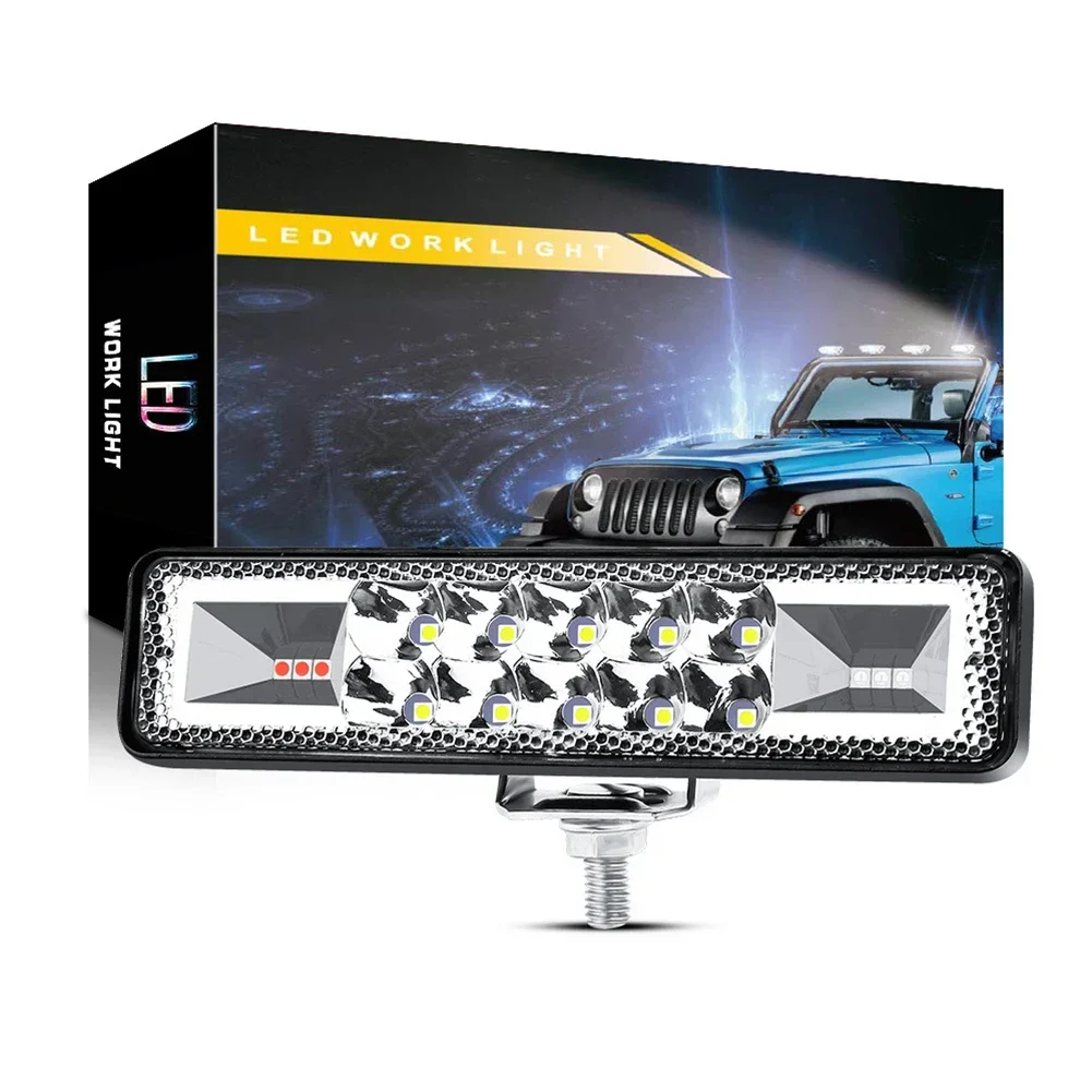 1 PC Car 16 LED Strobe Flash Work Light Bar White Yellow DC 12V-60V 48W 6500K-7500K For Offroad Universal Car Accessories