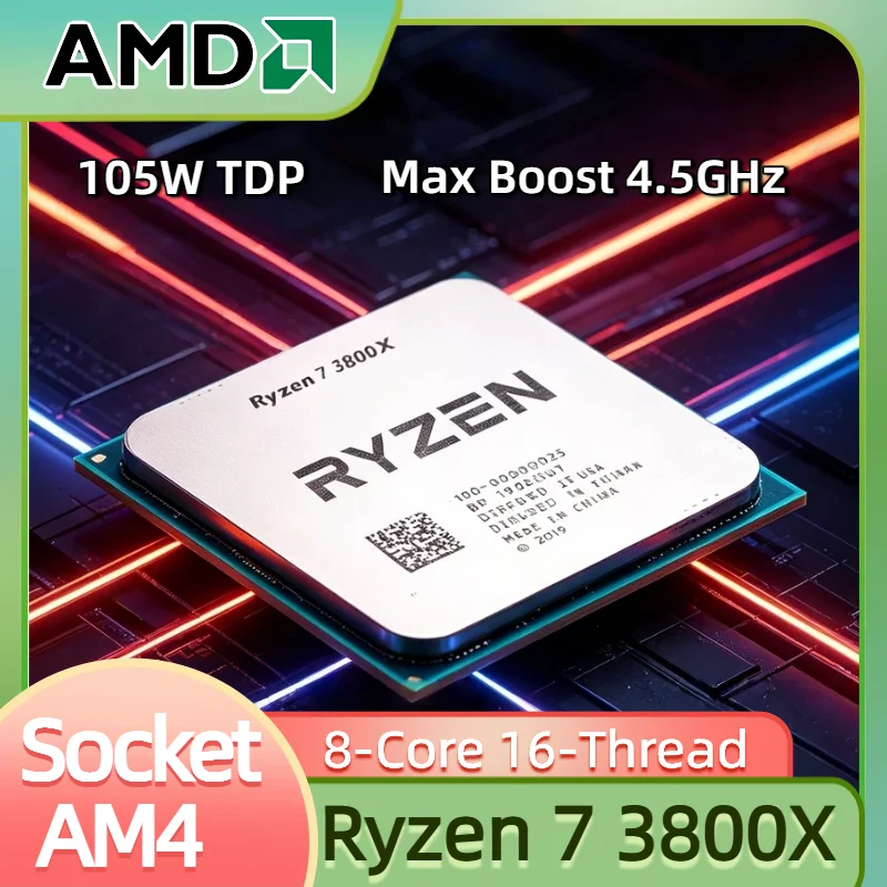CPU AMD Ryzen 7 3800X Original, 8 Núcleos, 16 Subprocesos, 3.9GHz Base, 4.5GHz Boost, 7nm, AM4, 32MB Caché L3, 105W, para Escritorio