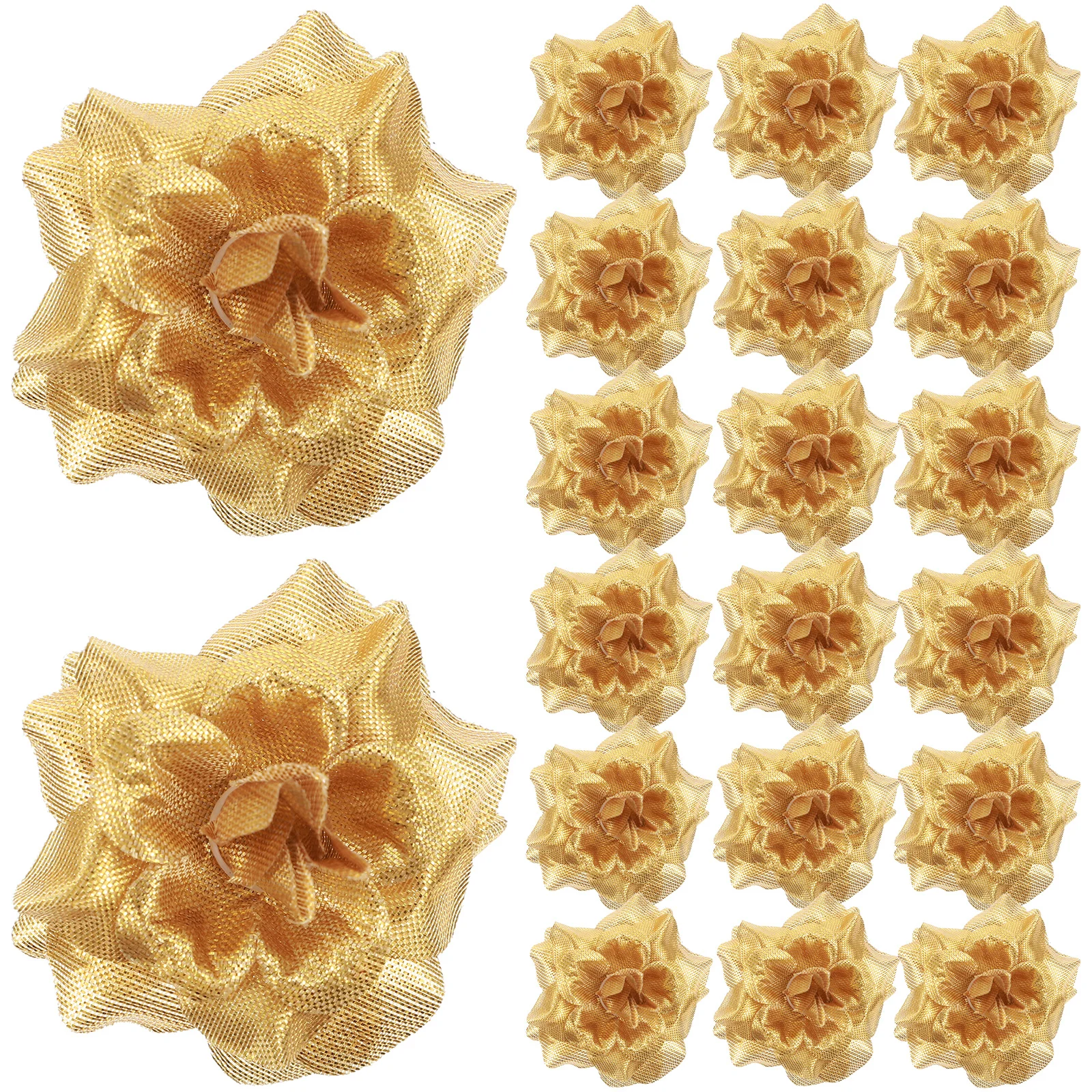 

50Pcs Golden Artificial Rose Flowers Fabric Plastic Lifelike Silk Rose Heads Wedding Car Arch Decoration Garland