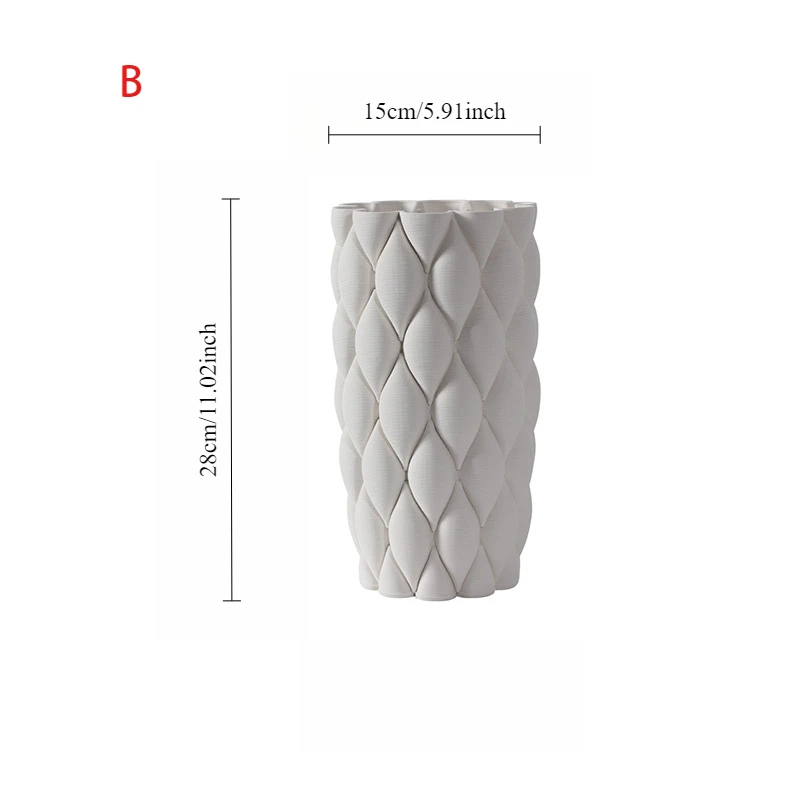 3D printed ceramic vase, grid-shaped handicraft, ins style, high-end decorative
