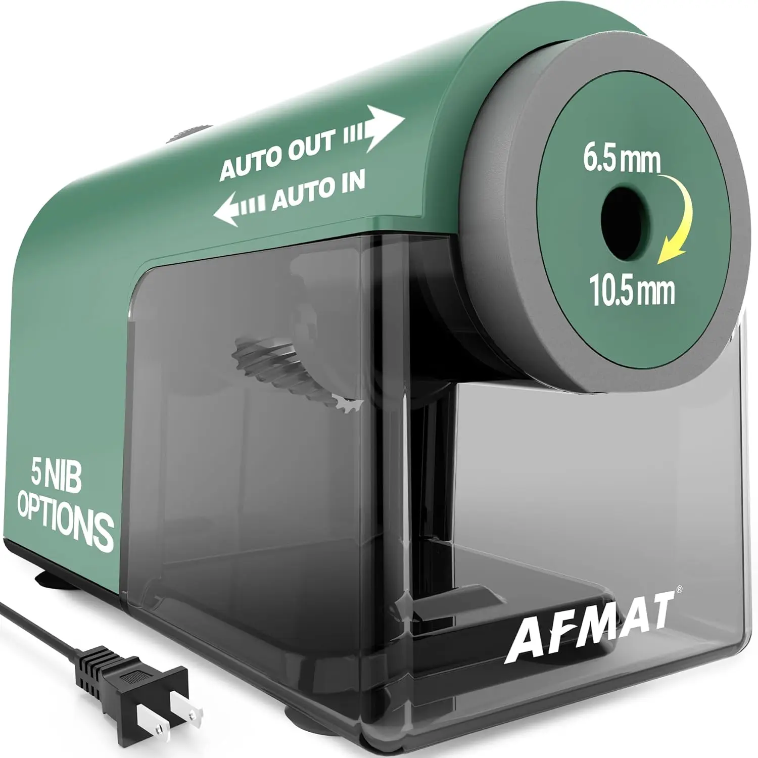 

Fully Automatic Electric Pencil Sharpener for 6.5-10.5mm Pencils, Auto In/Out, 5 Modes, 10000+ Sharpenings