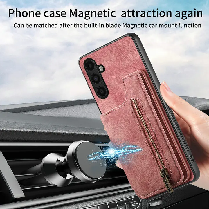 Reißverschluss-Brieftasche Lederhülle für Samsung Galaxy A57 A17 A54 A34 A36 A16 A56 5G Handy Etui A55 A35 A15 A37 A27 A18 A08 Kartenetui – Detail 7