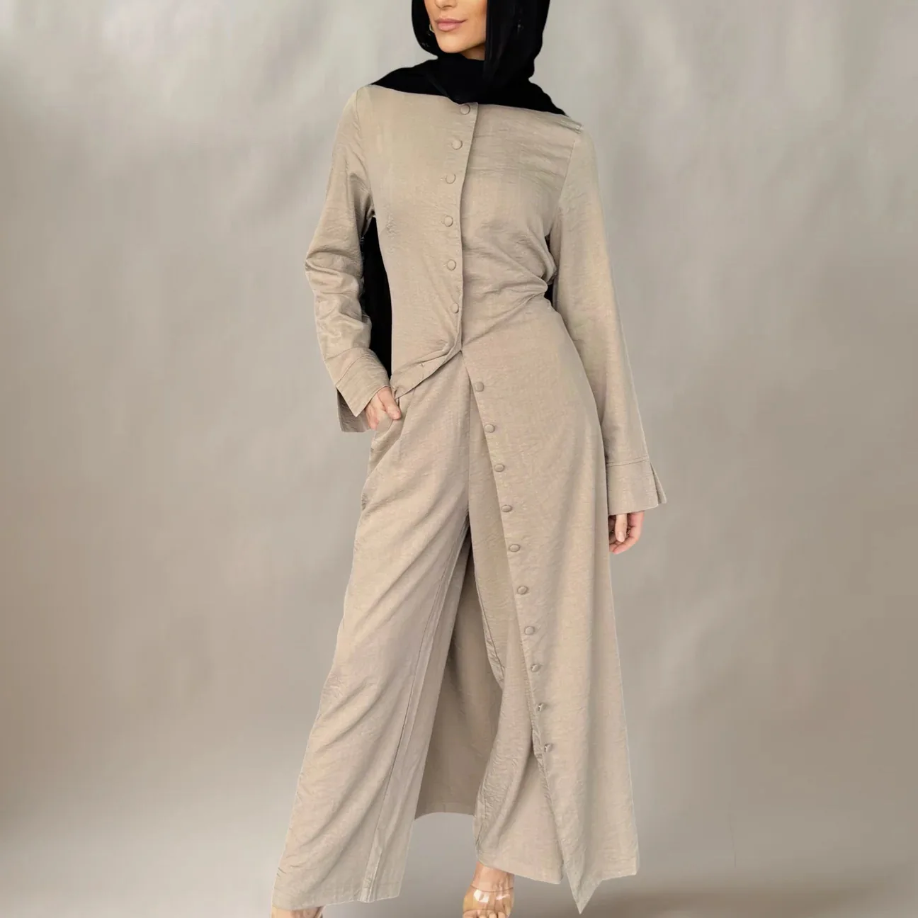 2PCS Ramadan Dubai Tops Pants Trousers Women Islam Clothing Turkey Outfits Muslim Sets Abaya Tracksuit Femme Musulmane Ensembles