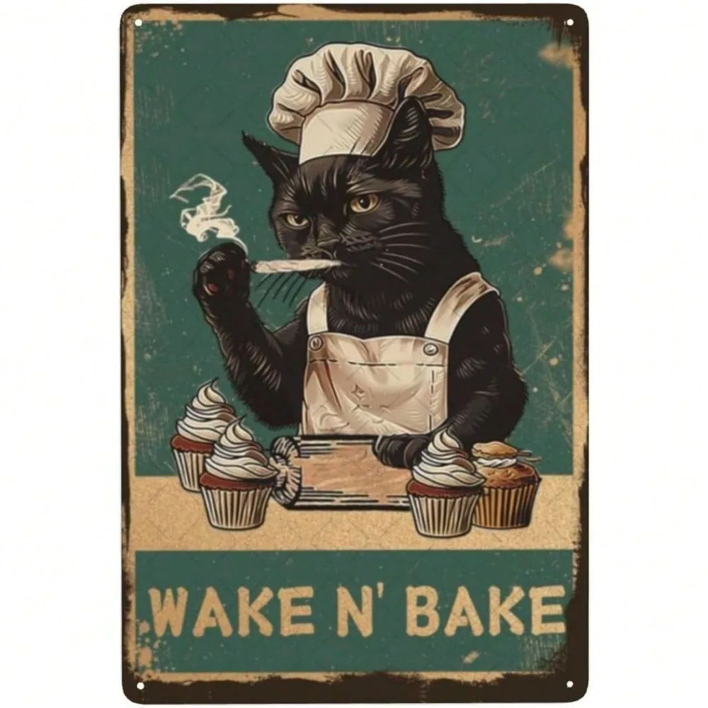 

Funny Cat Sign,Black Cat Tin Sign,Wall Decor,Kitchen Cafe Decor,8x12 Inches,Funny Kitchen Decor,Home Bar Art,Valentine's Day Dec