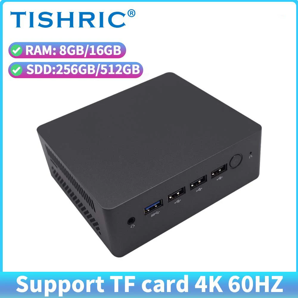 TISHRIC MINI PC 12th N100 Mini Host Computer Desktop 8 + 256GB 16 + 512GB DDR5 SSD WIFI per Win10 WIN11 Supporta Ubuntu Home Office
