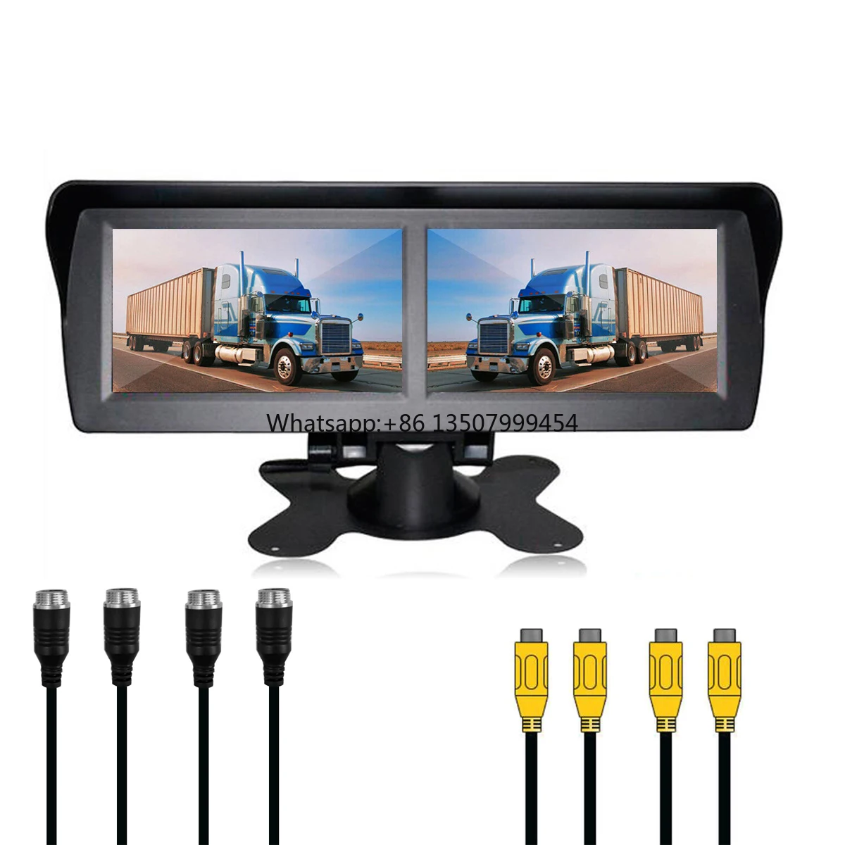 4.3 Inch LCD Car Rear View Monitor Dual Screen Display 4ch Video in 12-24v for Backup Camera Truck Car RV SUV Van