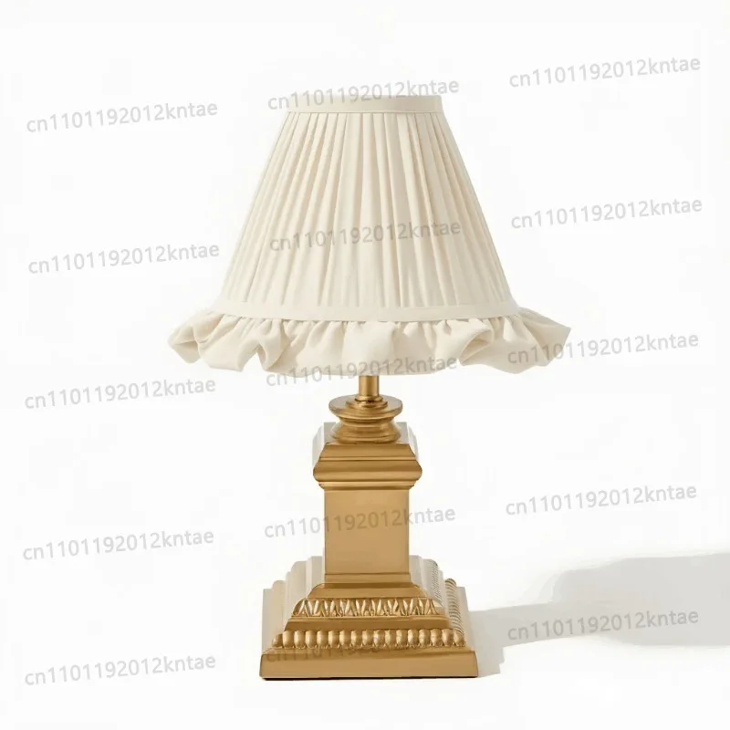 Classic Style Square Cordless Charging Desk Fabric Lampshade Decoration 2700K Gold Silver Touch Type Home