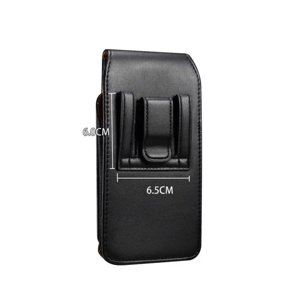 

Card Slot PU Leather Belt Clip Case Magnetic Closure Textured Design Vertical Cover Back Clip Adjustable Men's Waist Pouch