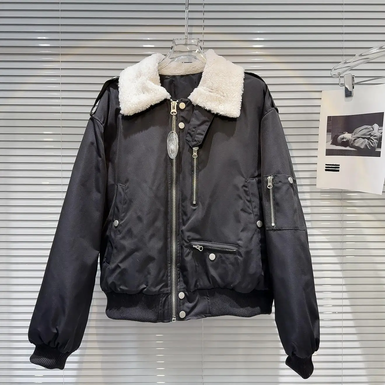 Trendy Winter Cotton Jaet Women's Warm Fce Lined Stand Collar Zipper Closure ort Outerwear Straight Cut Commute Sle