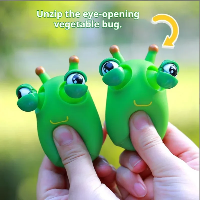 Colorful Pop Staring Eye Caterpillar Slug Dragon Squeeze Fidget Toy, Anti-Anxiety Stress Relief Squishy Vent Toy for Kids Adults