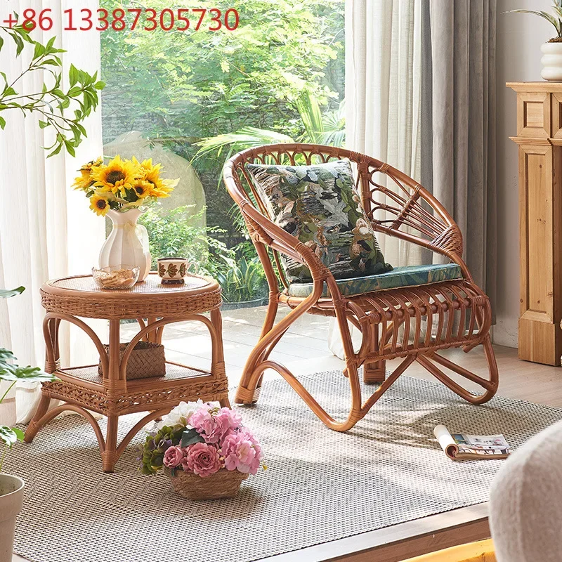 Medieval plant rattan chair hand-woven leisure back chair