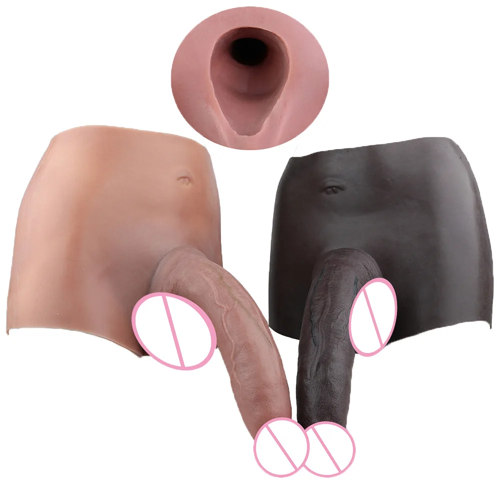 SXXY Large Realistic Men's Penis Sleeve Pants Silicone Super Soft Adult Men Strapon Erotic Products Dick Extender Sex Toy 18+