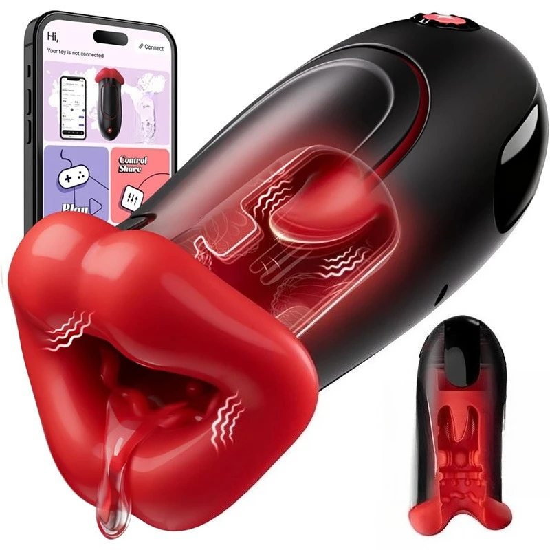 Male Masturbator Sex Toys for Men Mouth Vibration Penis Press Suction Massager Pocket Pussy Hands Free Sex Machine APP Control