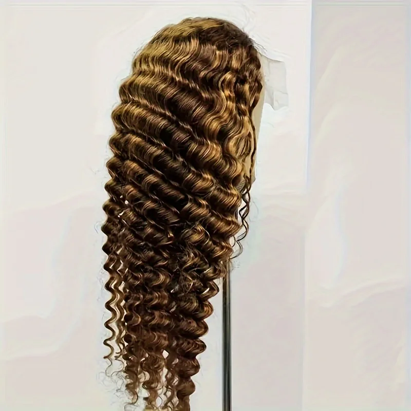200% 13x4 5x5 Highlight Human Hair Wig Jerry Curly Deep Wave Lace Front Wig For Women 13x4 Ombre Lace Frontal Wig Human Hair Free Part Pre view 3