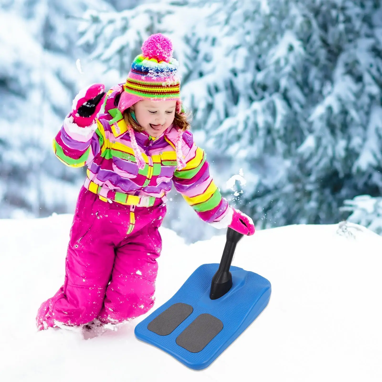 Sanki Śnieżne Składane Zimowe Zabawki z Uchwytem Skuter Śnieżny Dla Dorosłych Dzieci Rodziny Na Zewnątrz Podwórko Wyścigi Trening Piasek Trawa