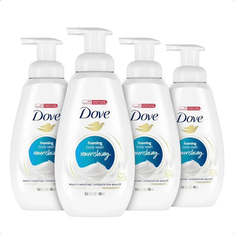 

Dove Instant Foaming Body Wash 4 Count for Soft Smooth Skin Deep Moisture Cleanser That Effectively Washes Away Bacteria While