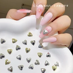 TSZS 10Pcs/Lot Korea Heart Nail Charms Ins Summer Gold Silver Love Shape Nail Elegance Decoration Nail Accessories