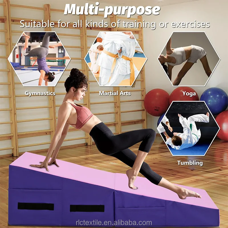 Coated Folding Gymnastics Gym Mat for Kids and Adults Cheese Wedge Triangle Slope Design