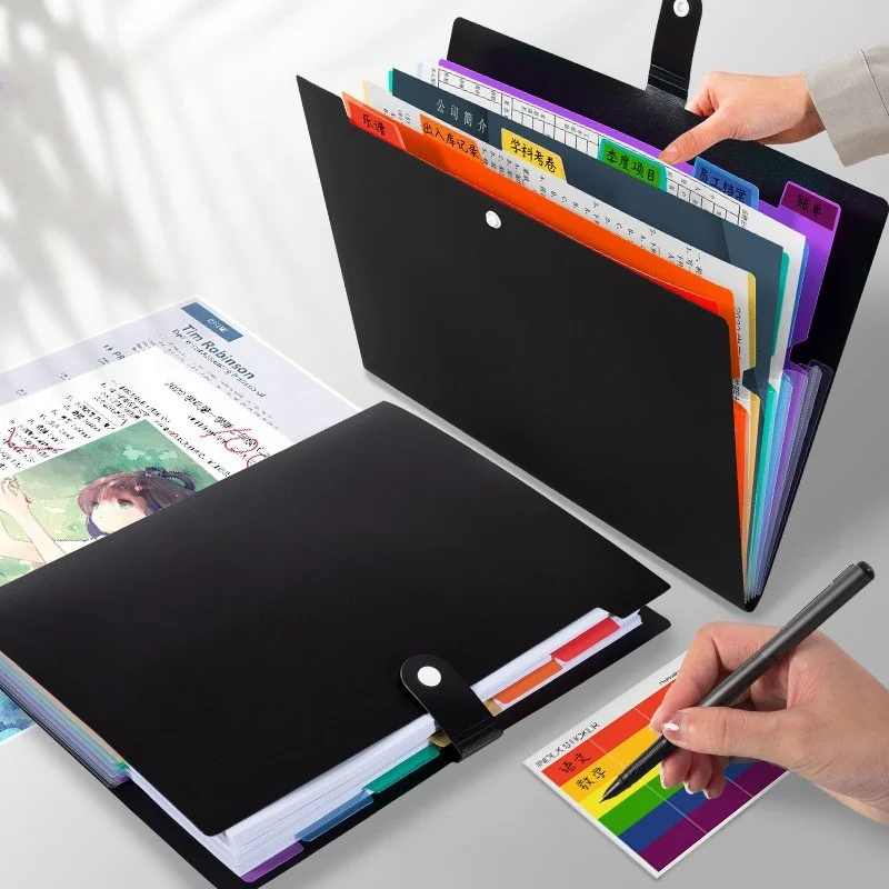 7 Pocket Accordian File Organizer, Expanding File Folder with Labels, Plastic Expandable File Folder for Documents Letter A4