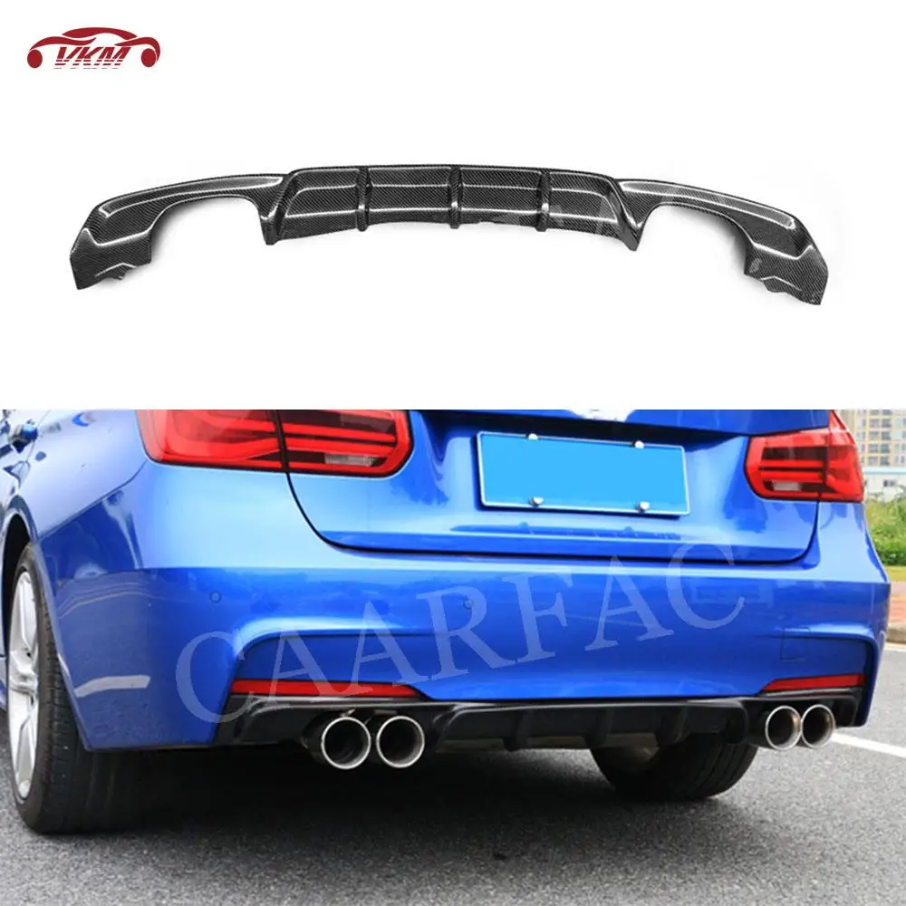 

Carbon Look Rear Bumper Lip Diffuser Spoiler for BMW F30 F35 320i 328i M-sport 2012-2018 PP Material Fins Shark Style