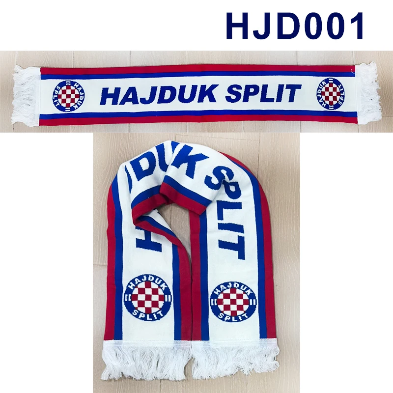 120*20 cm Size Hajduk Split HNK Scarf for Fans Double-faced Knitted HJD001