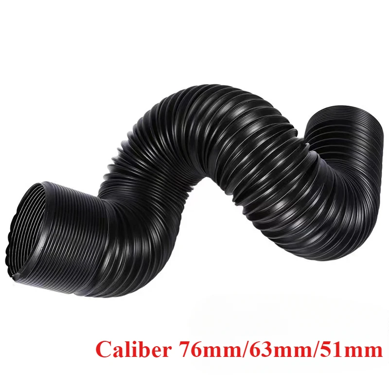 1Pc 51/63/76mm Steel‑Wire Reinforced Telescopic Air Intake Duct Hose Car Air Filter Engine Intake Pipe Auto Modification Kit
